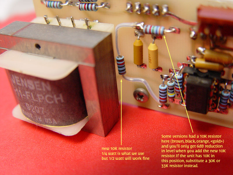 10k resistor mod for F-1X direct out